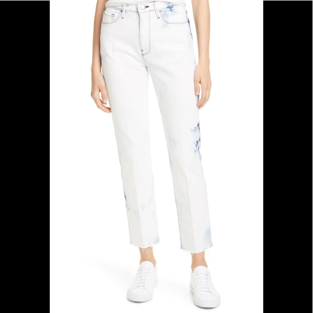 Frame Denim Le Sylvie White Tie Dye High Rise